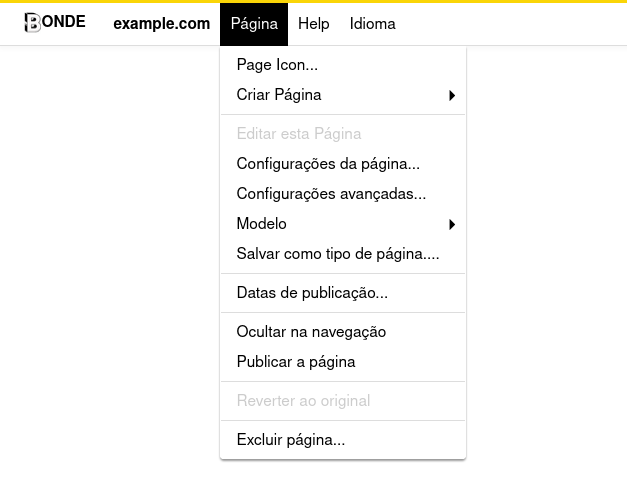 Itens do Dropdown Página