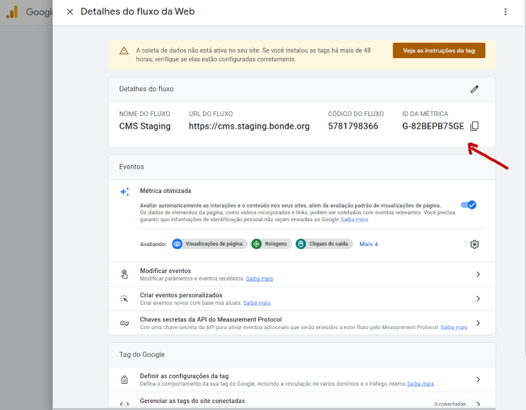 Detalhes do fluxo Google Analytics